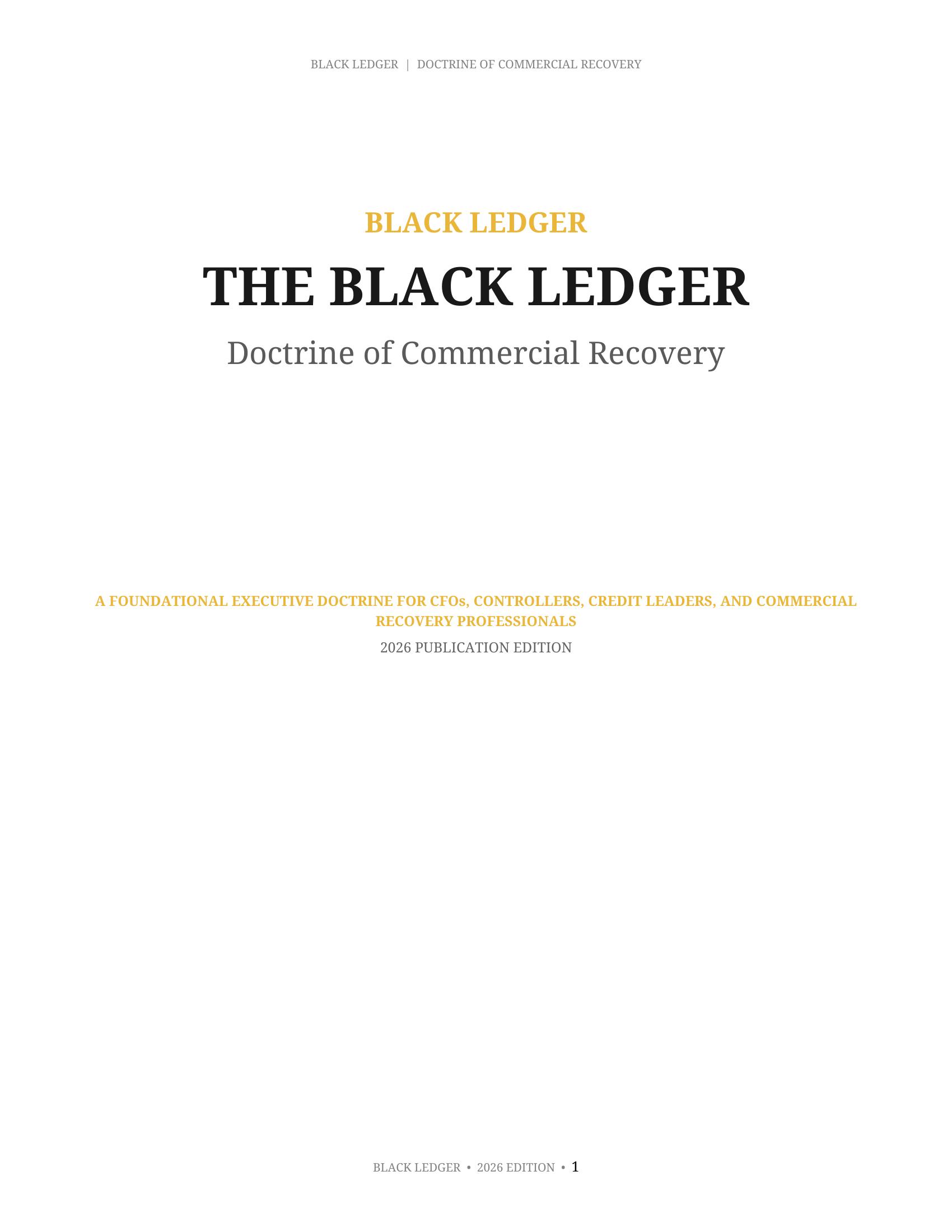 The Black Ledger: Doctrine of Commercial Recovery — Black Ledger publication cover